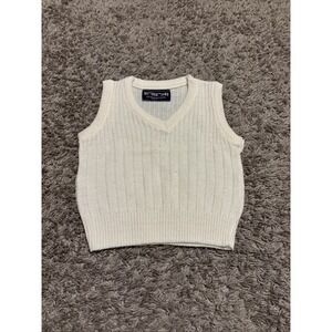 Vintage 80s Knit Sweater Vest White Vest Made In USA Small S